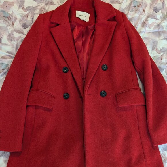 Adorable Red Wool Coat from Stradivarius - Size Small - Picture 1 of 9